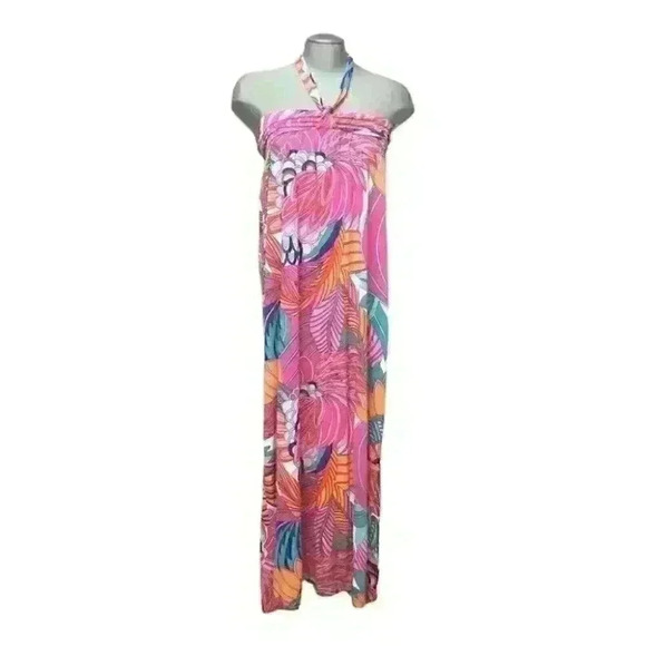 Oasis Dresses & Skirts - Oasis Maxi Dress Pullover  Halter Tie Neck Abstract Colorful Spring